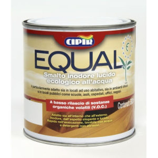 Immagine di 'equal', smalto all'acqua inodore per interni, legno e ferro, colore azzurro, 500 ml.                                                                                                                                                                                                                                                                                                                                                                                                                               