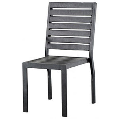 Immagine di sedia plastic wood senza braccioli, struttura in polipropilene colore grigio, dimemnsioni cm.55x56 h.89                                                                                                                                                                                                                                                                                                                                                                                                             