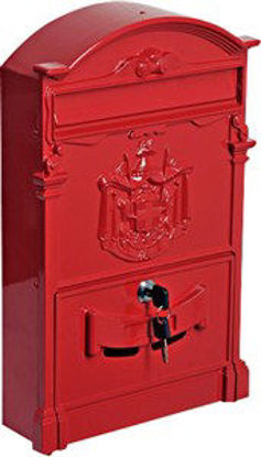 Immagine di cassetta postale in alluminio, colore rosso, misure cm. l.25,5 p.9 h.40                                                                                                                                                                                                                                                                                                                                                                                                                                             