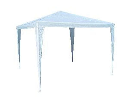 Immagine di gazebo con telo in poliestere colore bianco, struttura con tubetti ad incastro, dimensione cm.300x300                                                                                                                                                                                                                                                                                                                                                                                                               