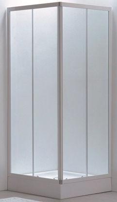 Immagine di box doccia alluminio smaltato bianco vetro opaco spessore 4mm. misure cm. l.80 p.80 h.185                                                                                                                                                                                                                                                                                                                                                                                                                           
