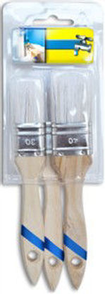 Immagine di Set 3 pennelli piatti 30-40-50 mm., manico in legno, indicati per prodotti all'acqua.                                                                                                                                                                                                                                                                                                                                                                                                                               