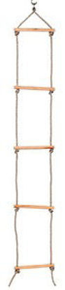 Immagine di scala in corda con 5 pioli in legno                                                                                                                                                                                                                                                                                                                                                                                                                                                                                 