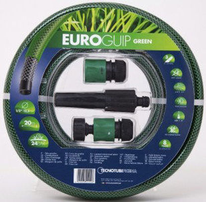 Immagine di Kit per irrigazione, tubo retinato colore nero/verde, diam.15, mt.20 con lancia a spruzzo regolabile                                                                                                                                                                                                                                                                                                                                                                                                                