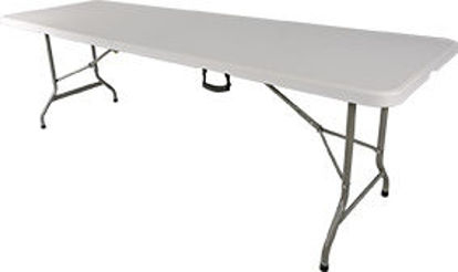 Immagine di tavolo pieghevole contract in plastica bianco gambe nere cm.240x76                                                                                                                                                                                                                                                                                                                                                                                                                                                  