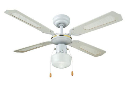 Immagine di Ventilatore da soffitto tradisionale, diametro cm.105, numero pale 4, numero velocità 3 , potenza 50 watt, con luce, finitura bianca                                                                                                                                                                                                                                                                                                                                                                                