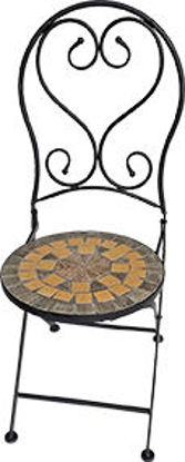 Immagine di sedia ferro&mosaico pieghevole, in ferro colore antracite e marmo mosaico, dimensioni cm. 26x26 h.92                                                                                                                                                                                                                                                                                                                                                                                                                