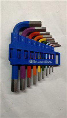 Immagine di Set 9 chiavi a brugola corte in acciaio colorato da1,5 a 10mm                                                                                                                                                                                                                                                                                                                                                                                                                                                       