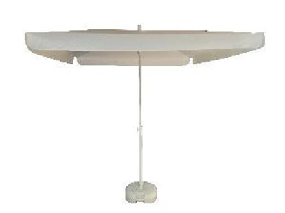 Immagine di ombrellone con mantovana para sole, dimensioni cm.200x200, palo in acciaio diametro mm.32/28, 4 bracci in acciaio, telo in poliestere gr.160, color ecrù                                                                                                                                                                                                                                                                                                                                                            