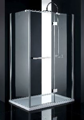 Immagine di box doccia modern cromato vetro temperato trasparente spessore 8mm. misure cm. l.90 p.90 h.190 porta a battente                                                                                                                                                                                                                                                                                                                                                                                                     