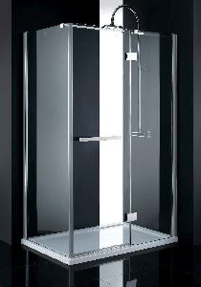 Immagine di box doccia modern cromato vetro temperato trasparente spessore 8mm. misure cm. l.80 p.80 h.190 porta a battente                                                                                                                                                                                                                                                                                                                                                                                                     