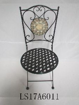 Immagine di sedia ferro&mosaico pieghevole, in ferro colore antracite e marmo mosaico, dimensioni cm. 39x39 h.92                                                                                                                                                                                                                                                                                                                                                                                                                