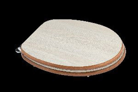 Immagine di sedile copriwater universale, in legno mdf, cerniere in acciaio cromato, misure cm.37,5x44,3/49,3 h.5, colore rovere grigio                                                                                                                                                                                                                                                                                                                                                                                         