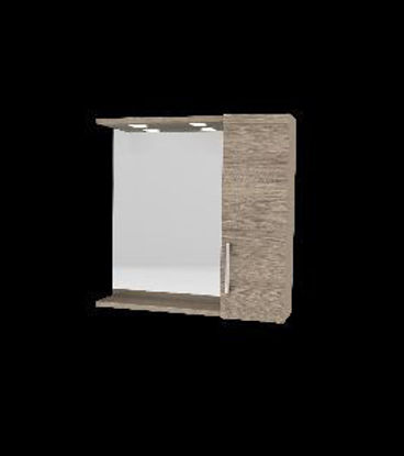 Immagine di specchiera con 1 pensile a 1 anta, misure cm.58x15,5 h.57 illuminazione led, colore rovere fumo                                                                                                                                                                                                                                                                                                                                                                                                                     