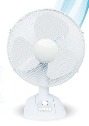 Immagine di ventilatore da tavolo con timer, diametro cm.30, altezza cm.50, numero pale 3, numero velocità 3, potenza 35 watt, con oscillazione, colore bianco                                                                                                                                                                                                                                                                                                                                                                  