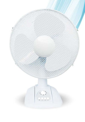 Immagine di ventilatore da tavolo con timer, diametro cm.40, altezza cm.60, numero pale 3, numero velocità 3, potenza 45 watt, con oscillazione, colore bianco                                                                                                                                                                                                                                                                                                                                                                  
