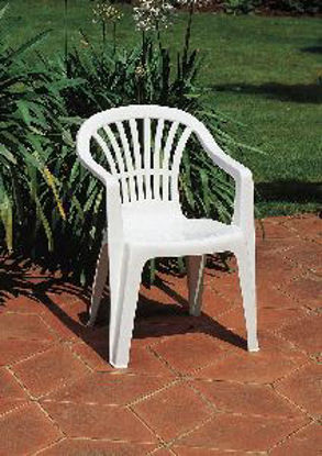 Immagine di sedia monoblocco altea, impilabile in polipropilene, schienale basso, colore bianca, dimensioni cm. 56x54 h. 80, peso kg. 2,75                                                                                                                                                                                                                                                                                                                                                                                      
