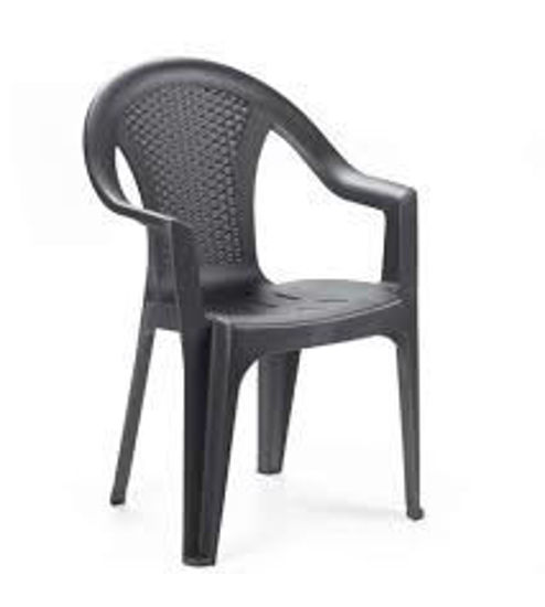 Immagine di sedia monoblocco ischia, impilabile in polipropilene, schienale basso, colore antracite effetto rattan, dimensioni cm. 54x56 h. 81, peso kg. 2,95                                                                                                                                                                                                                                                                                                                                                                   